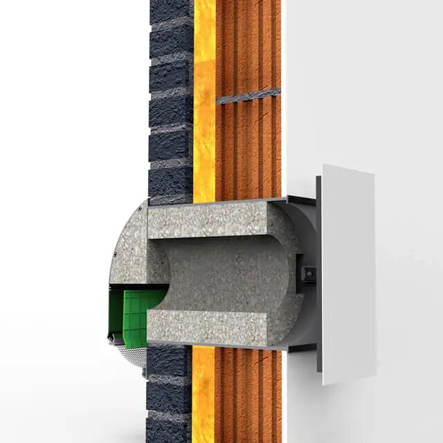 Ventilatie door de muur - doorsnede rooster