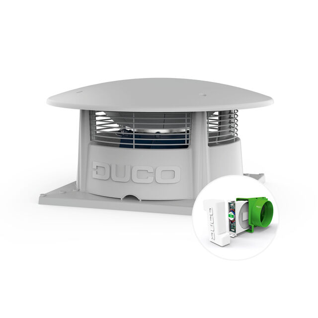 Image de produit du ventilateur de toiture Duco Rooffan et du clapet iAV
